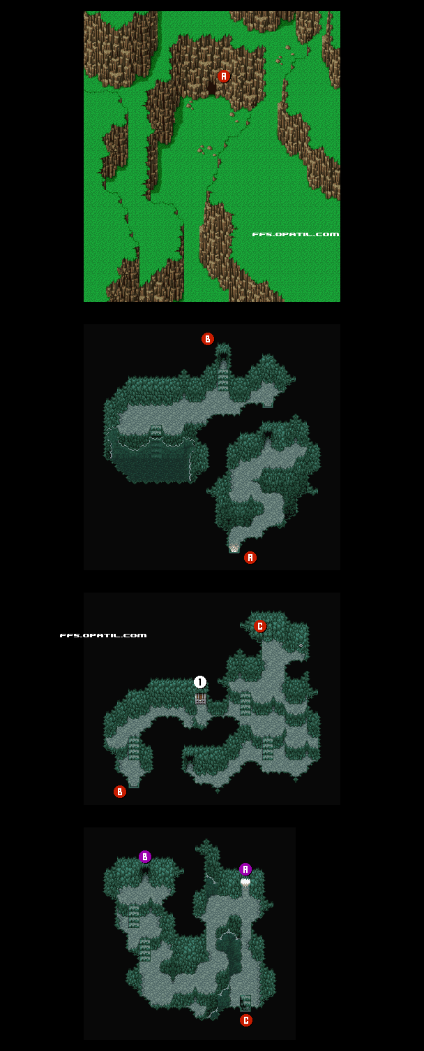 海賊のアジトへの洞窟 マップ画像：ファイナルファンタジー5 攻略
